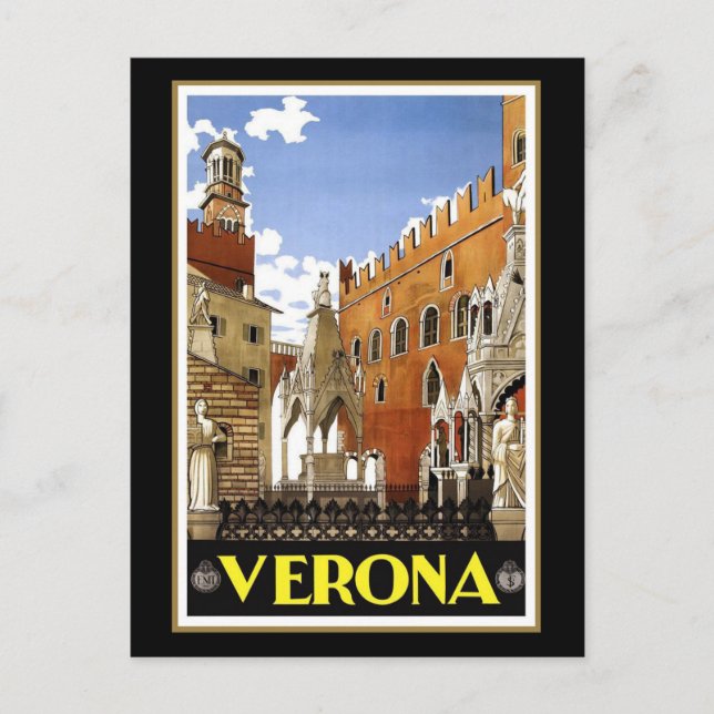 Vintage resor poster, Verona, Italien Vykort (Framsida)