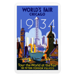 Vintage resor poster World's Fair Chicago, 1934, Magnet