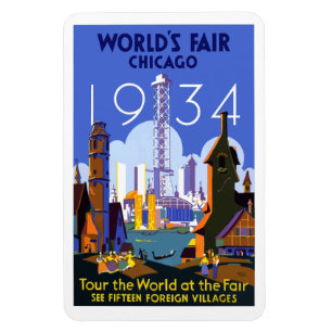 Vintage resor poster World's Fair Chicago, 1934, Magnet