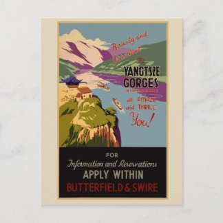 Vintage resor Poster Yangtsze China PostCard Vykort