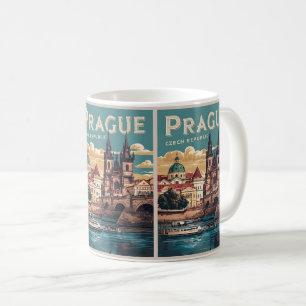 vintage resor prague cTjeckien republic gifts- och Kaffemugg