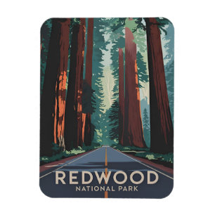Vintage resor Redwood nationalpark Retro Scenia Magnet