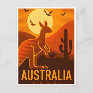 vintage resor retro Australia Kangaroo Australie Vykort