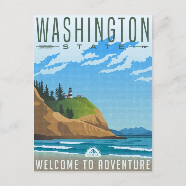 Vintage resor retro Washington, USA Vykort (Framsida)