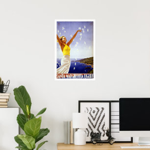 Vintage resor, Santa Margherita Ligure, Italien Poster