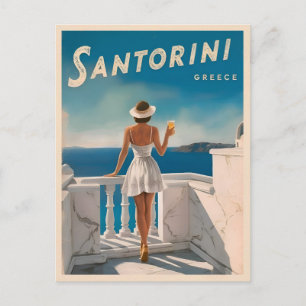 Vintage resor Santorini Greece Retro Scenia Vykort