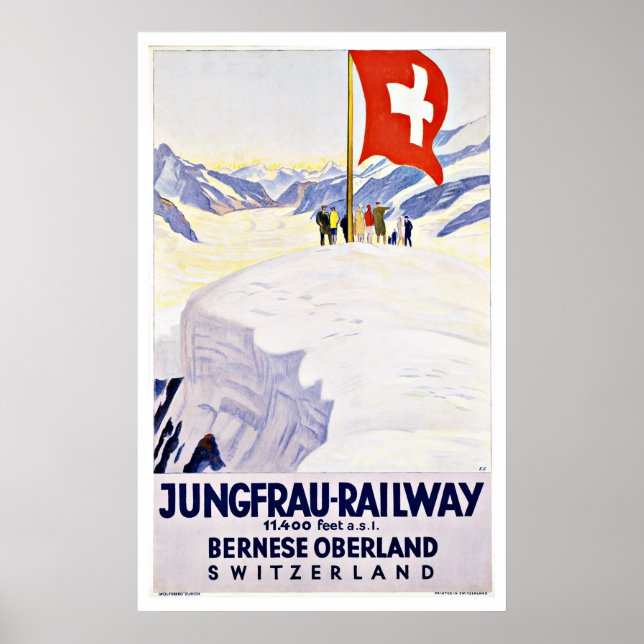 Vintage resor Schweiz efter Jungfrau-järnvägen Poster (Framsidan)