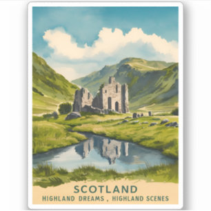 Vintage resor Scotland Highlands Retro Landscape Klistermärken