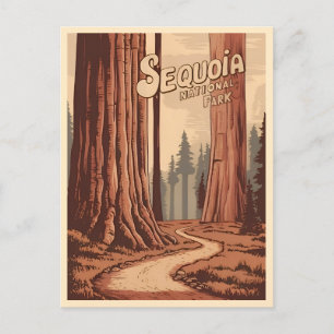 Vintage resor Sequoia nationalpark Retro Graphic Vykort