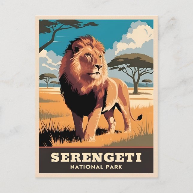 Vintage resor Serengeti nationalpark Tanzania Vykort (Framsida)