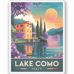 Vintage resor Sjö Como Italien Sunset Scenia Klistermärken