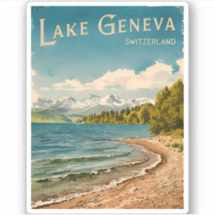 Vintage resor Sjö Genève Schweiz Retro Klistermärken