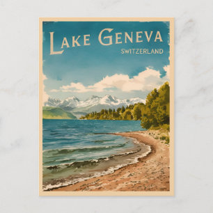 Vintage resor Sjö Genève Schweiz Retro Vykort