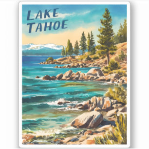 Vintage resor Sjö Tahoe Kalifornien Retro Stil Klistermärken