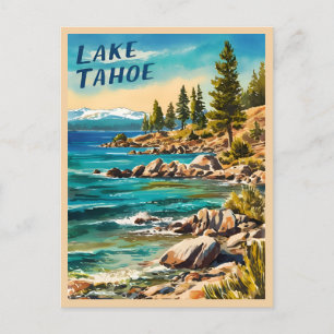 Vintage resor Sjö Tahoe Kalifornien Retro Stil Vykort