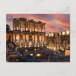 Vintage resor stad Izmir Turkiet Ephesus Acropolis Vykort