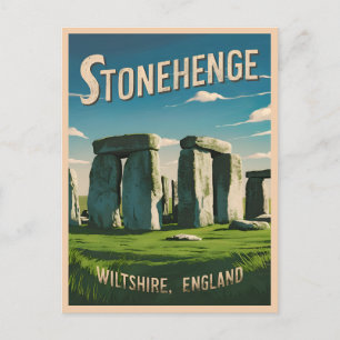 Vintage resor Stonehenge England Retro Graphic Vykort