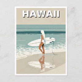 Vintage resor Surfing in Hawaii Surfer Girl Girl Vykort
