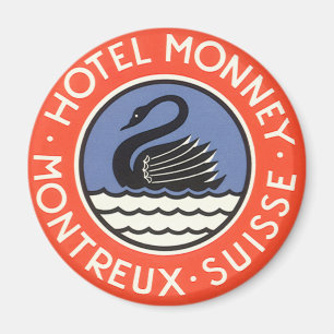 vintage resor, Svan Bird Hotel Monney Schweiz Magnet