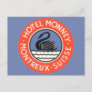 Vintage resor, Svan Bird Hotel Monney Schweiz Vykort