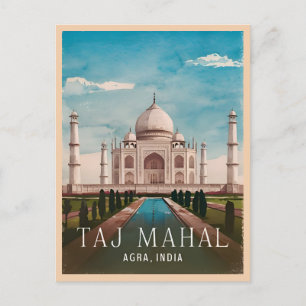 Vintage resor Taj Mahal India Retro Scenia Vykort