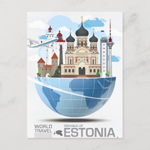 vintage resor Tallinn Estonie-staden Vykort