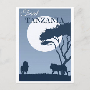 Vintage resor Tanzania-Afrikan Lejon Vykort