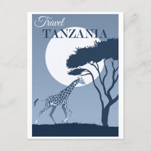 Vintage resor Tanzanias Afrika African Giraffe Vykort