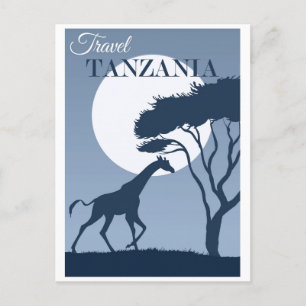 Vintage resor Tanzanias Afrika African Giraffe Vykort