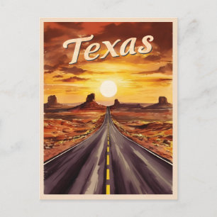 Vintage resor Texas Ligcape Retro Scenia Sunset Vykort