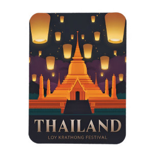 Vintage resor Thailand Lantern Festival Retro Magnet