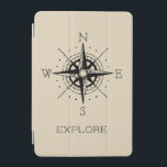 Vintage resor Thmet Explore Äventyr iPad Mini Skydd<br><div class="desc">Det här djärva ipad cover kommer att vara perfekten som tillägg till dina resetematiska tillbehör. Den här designen har en kompass för svart vintage med ord EXPLORE i ett svart enkelt teckensnitt.</div>