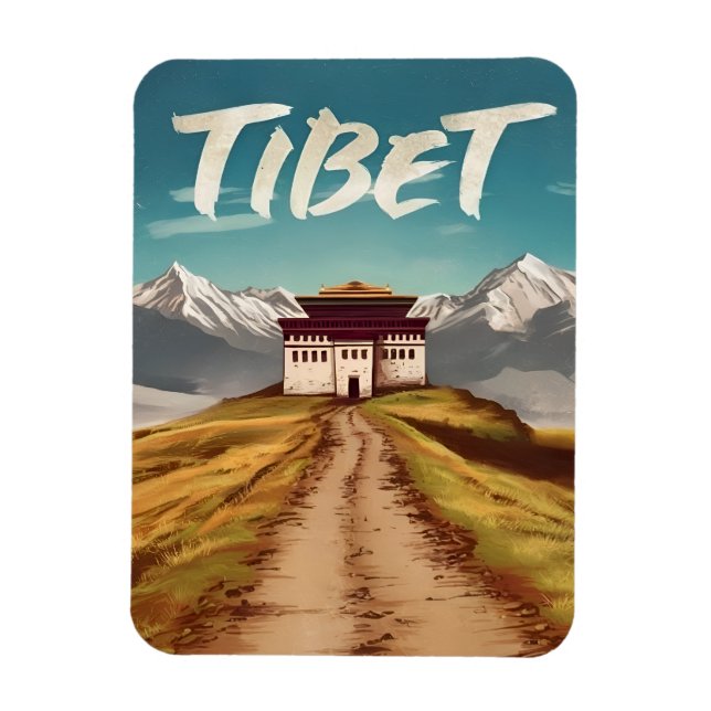 Vintage resor Tibet Himalayas Retro Scenia Magnet (Vertikal)