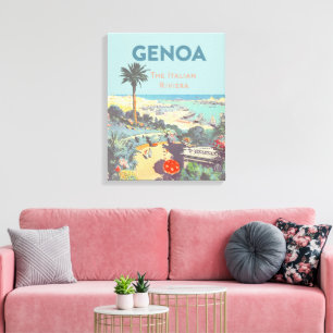 Vintage-resor till Genua, italienska rivieran, 193 Canvastryck