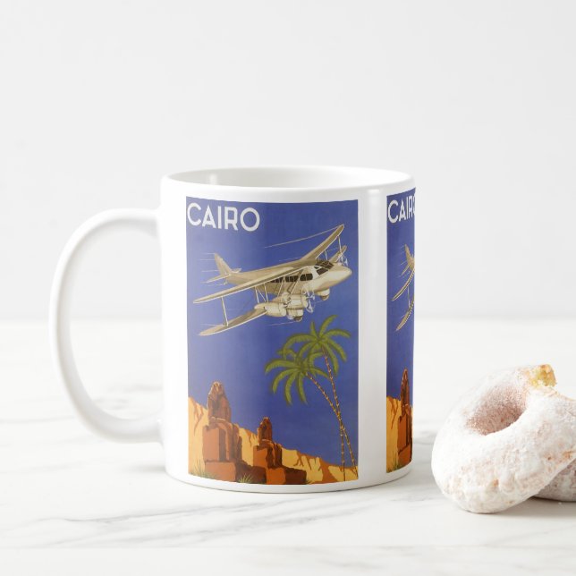 Vintage resor till Kairo, Eygpt, flygplansflygplan Kaffemugg (Med munk)
