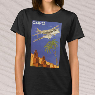 Vintage resor till Kairo, Eygpt, flygplansflygplan T-shirt