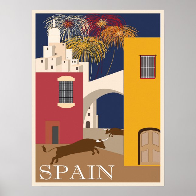 Vintage resor till Spanien och Poster (Framsidan)