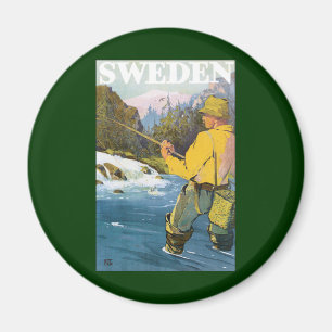 Vintage resor till Sverige, fiske av fiskare Magnet