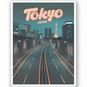 Vintage resor Tokyo Japan Cityscape Retro Scenia Klistermärken