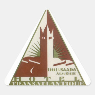 Vintage resor, Trans Atlantique Hotel, Algeriet Triangelformat Klistermärke
