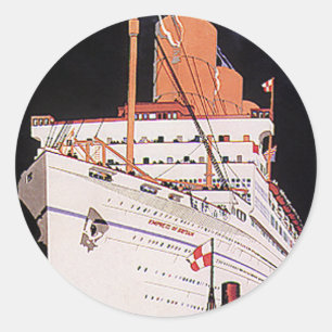 Vintage resor transport kryssningsfartyg på natten runt klistermärke