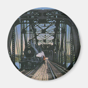 Vintage resor Transport Tåg på bryggan Magnet