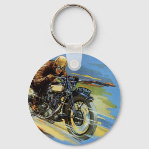 Vintage resor Transport, Tävla motorcykel Nyckelring