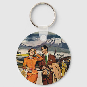 Vintage Resor, Turister på Panagra Airport Asfalte Nyckelring
