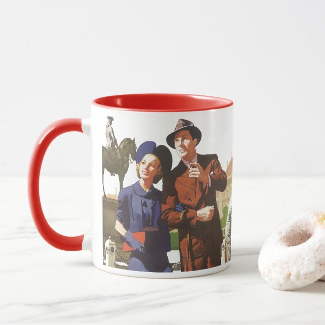 Vintage Resor, Turister på Semester Sightseeing Mugg (Med munk)