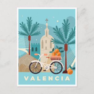 Vintage resor Valencia Spanien Retro art Vykort