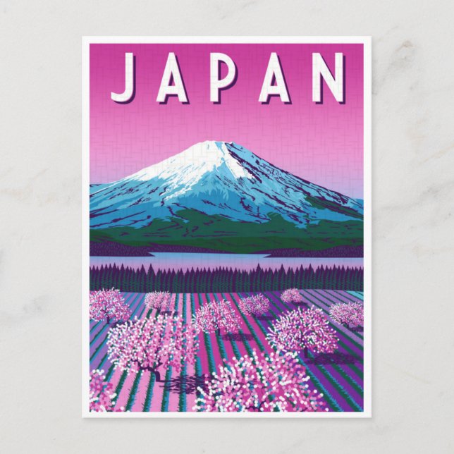 vintage resor, vattenfärg Japan Vykort (Framsida)