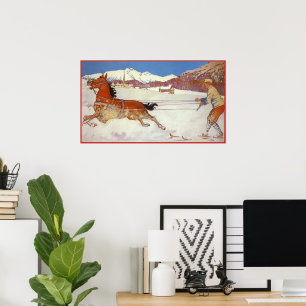 Vintage Resor, Vinter i Engadin Schweiz Poster