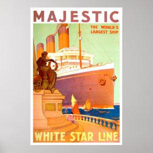 Vintage resor,Vit stjärna-linje Poster