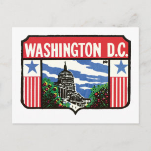 vintage resor Washington D.C. State Label Art. Vykort